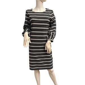 Calvin Klein Black and White Stripe Sheath Dress Size 8